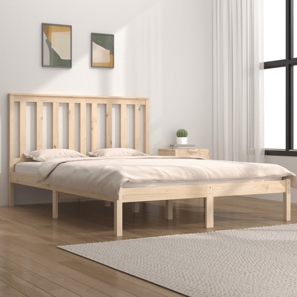 vidaXL gultas rāmis, priedes masīvkoks, 140x190 cm
