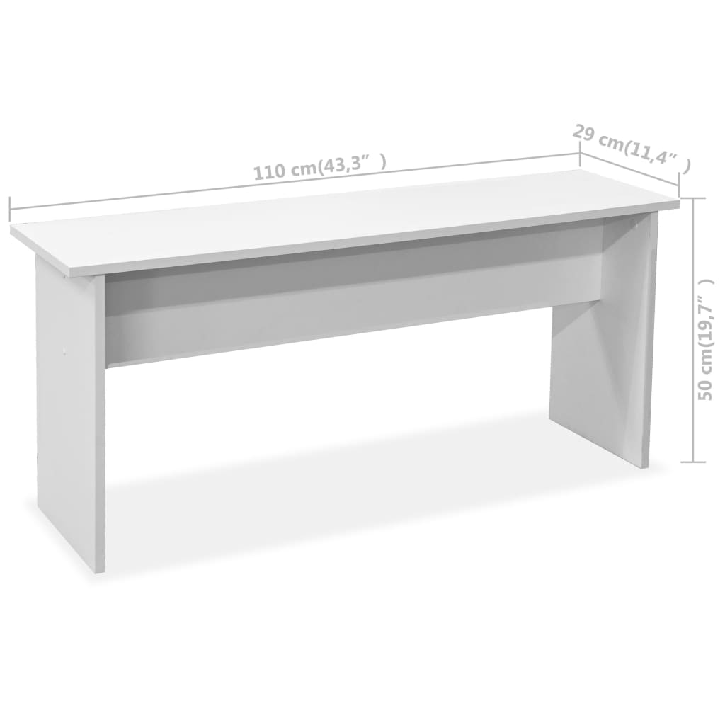 vidaXL galds ar soliem, 3 daļas, skaidu plāksne, balts