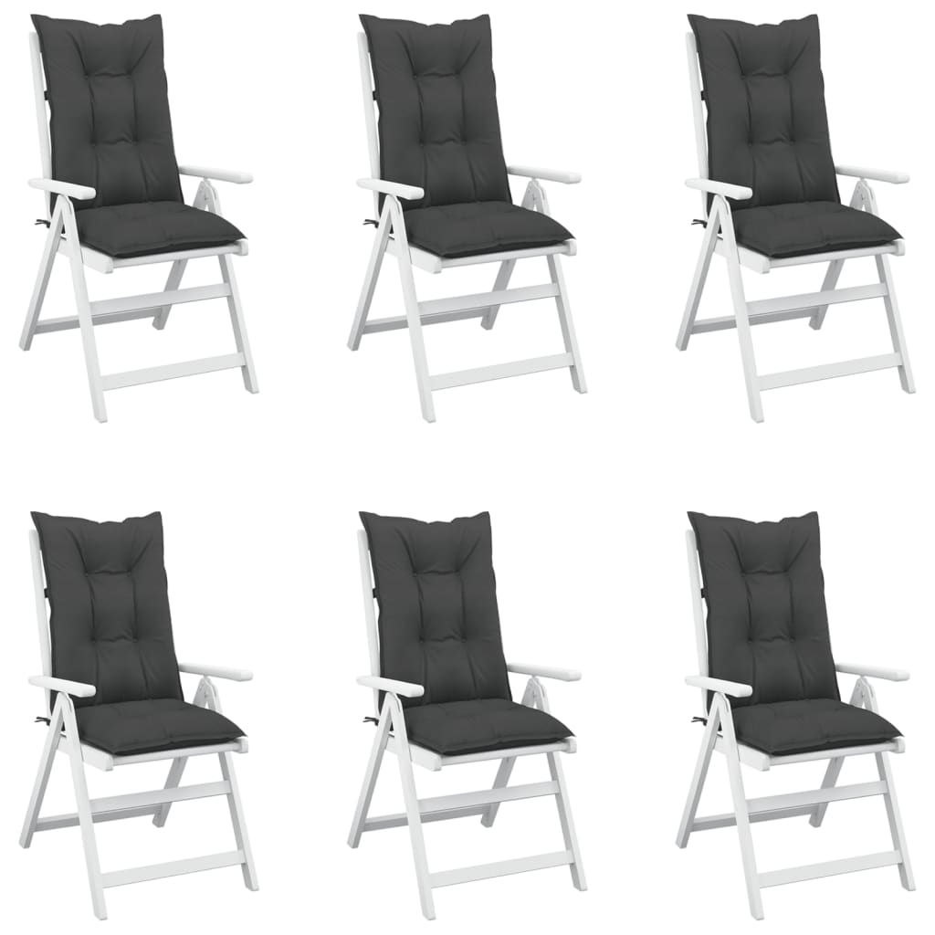 vidaXL dārza krēslu spilveni, 6 gab., pelēki, 120x50x7 cm, audums