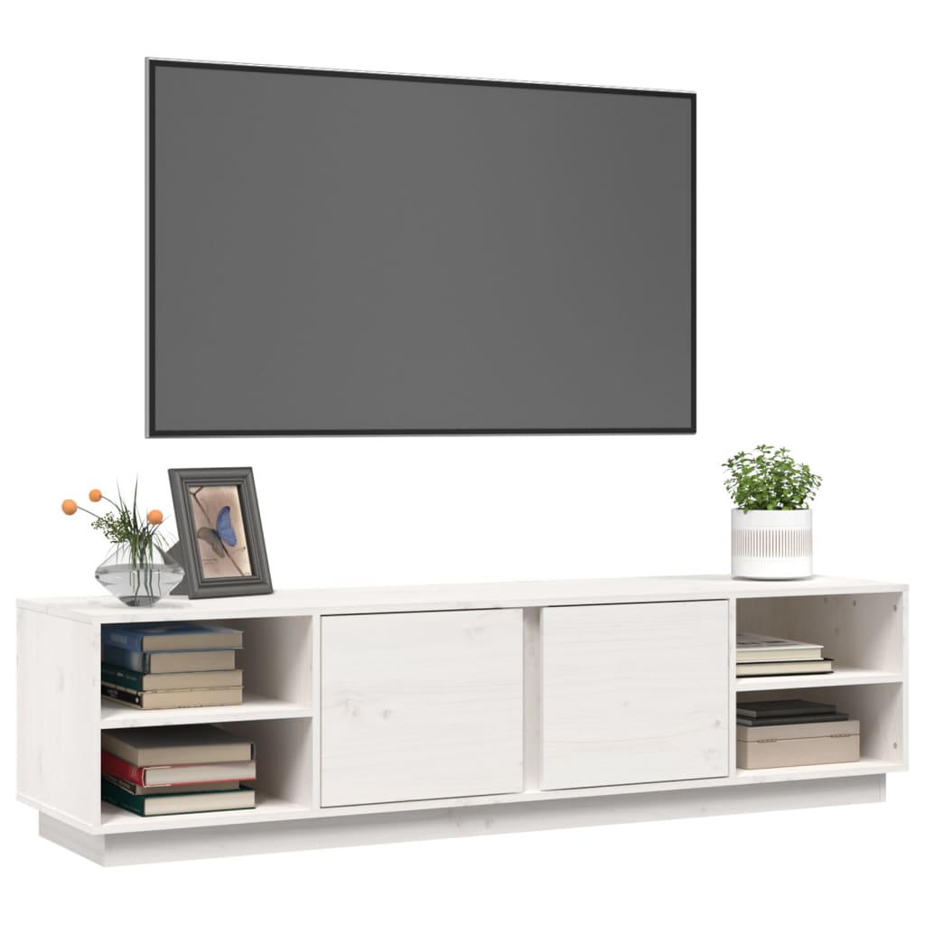 vidaXL TV skapītis, balts, 156x40x40 cm, priedes masīvkoks