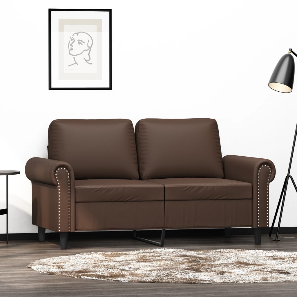 vidaXL divvietīgs dīvāns, brūns, 120 cm, mākslīgā āda
