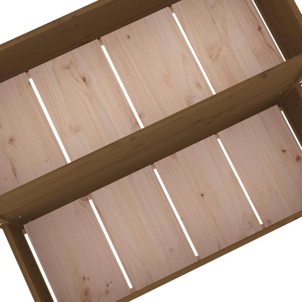 vidaXL puķu kaste, medus brūna, 110x84x75 cm, priedes masīvkoks