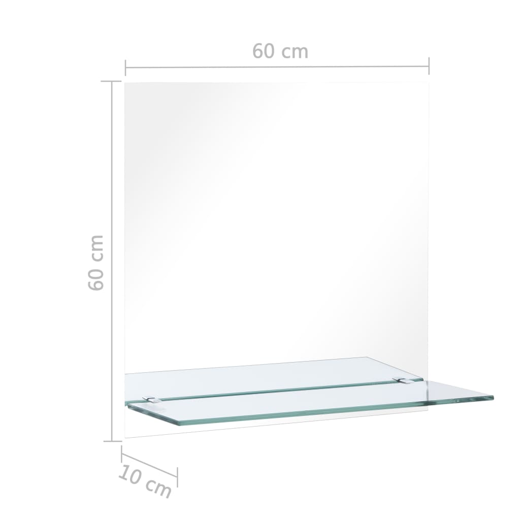 vidaXL sienas spogulis ar plauktu, 60x60 cm, rūdīts stikls