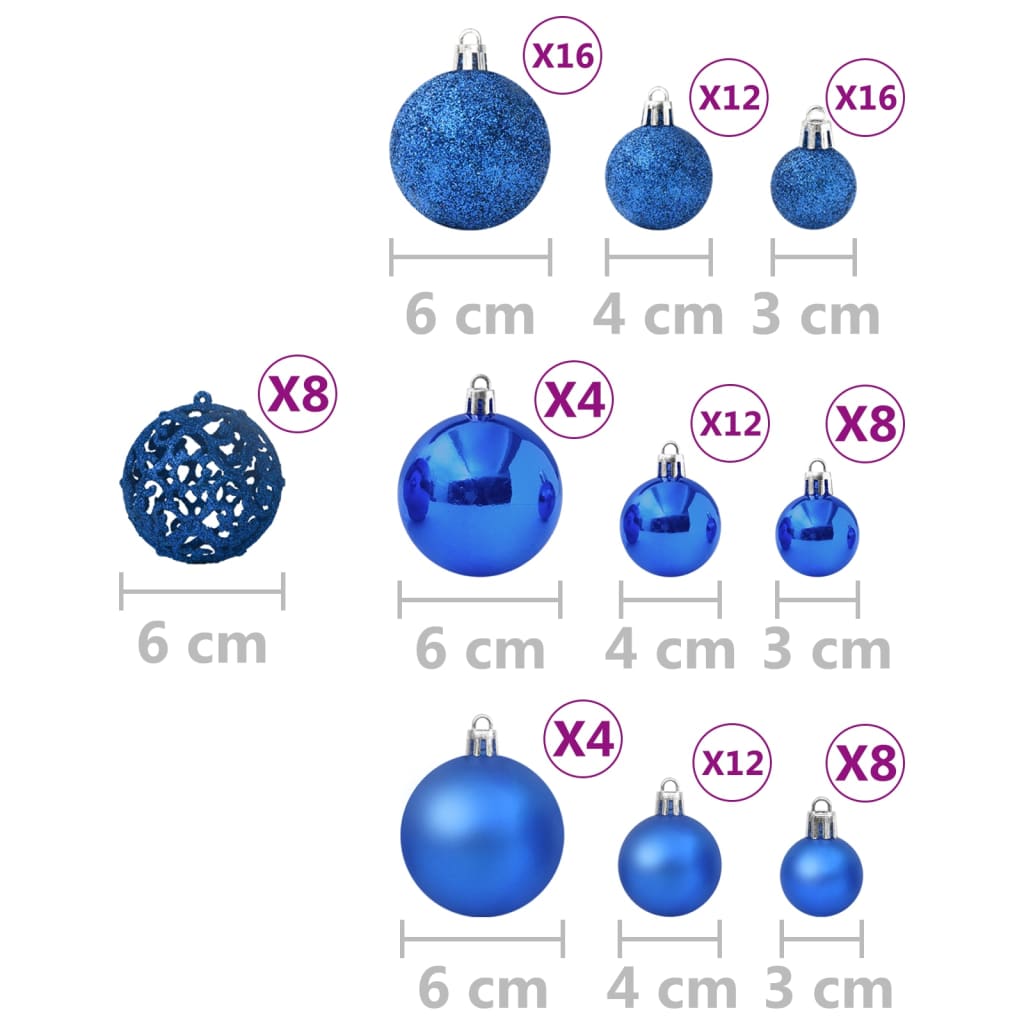 vidaXL Ziemassvētku bumbas, 100 gab., zilas