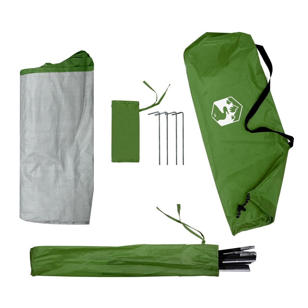 vidaXL mantu telts 9 plauktiem, zaļa, ūdensizturīga