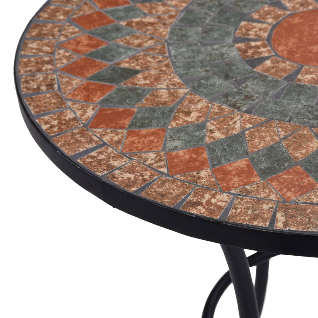 vidaXL mozaīkas bistro galds, 60 cm, oranža un pelēka keramika