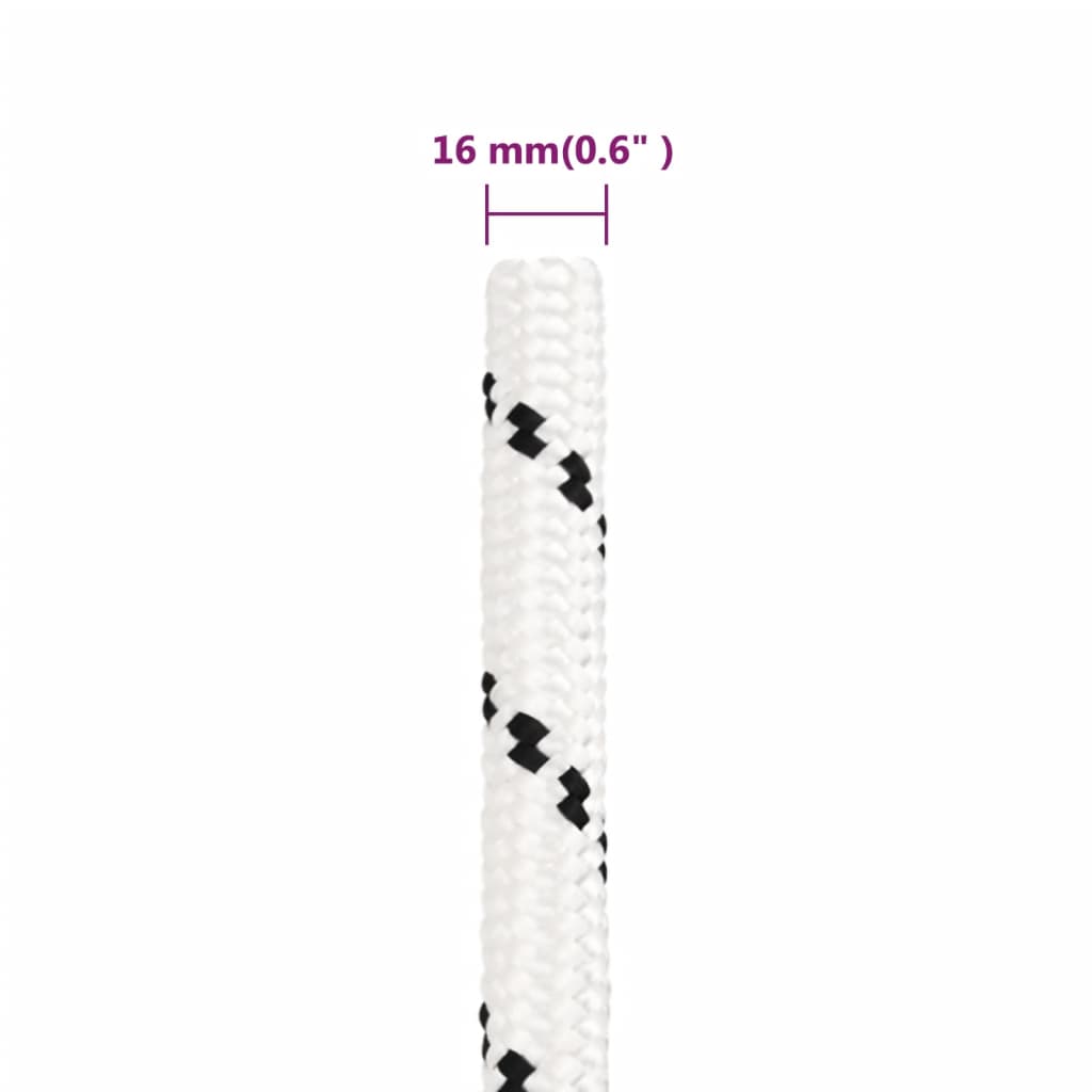 vidaXL darba virve, balta, 16 mm, 100 m, poliesters