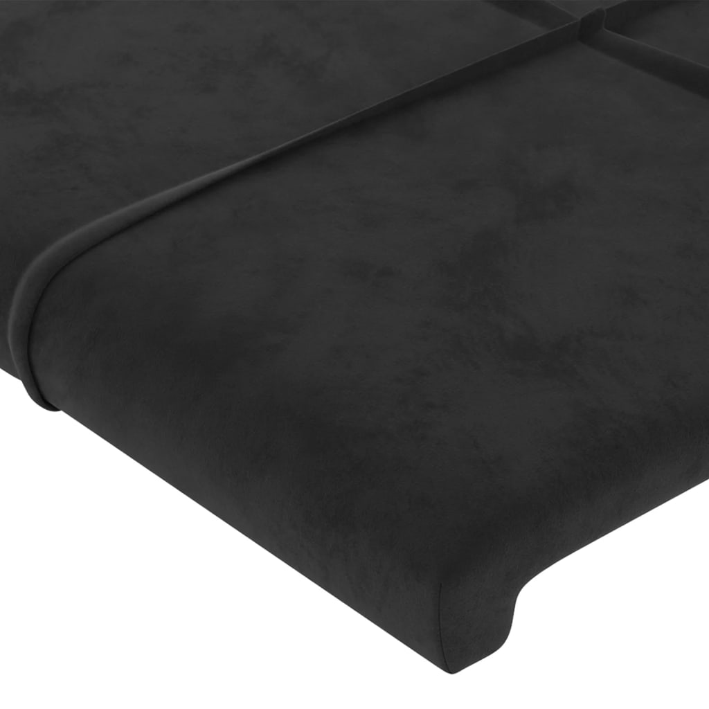 vidaXL gultas rāmis ar galvgali, melns samts, 90x190 cm