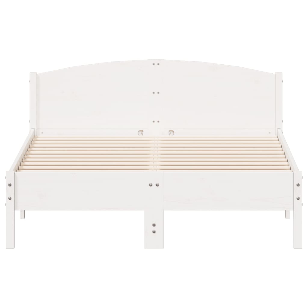 vidaXL gultas rāmis ar galvgali, balts, 120x190 cm, priedes masīvkoks