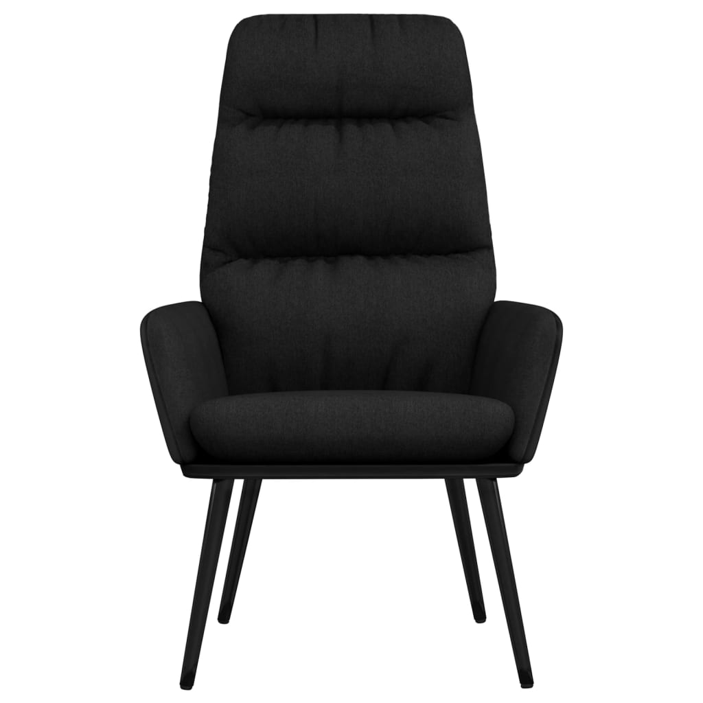 vidaXL atpūtas krēsls ar kājsoliņu, melns, audums un mākslīgā āda