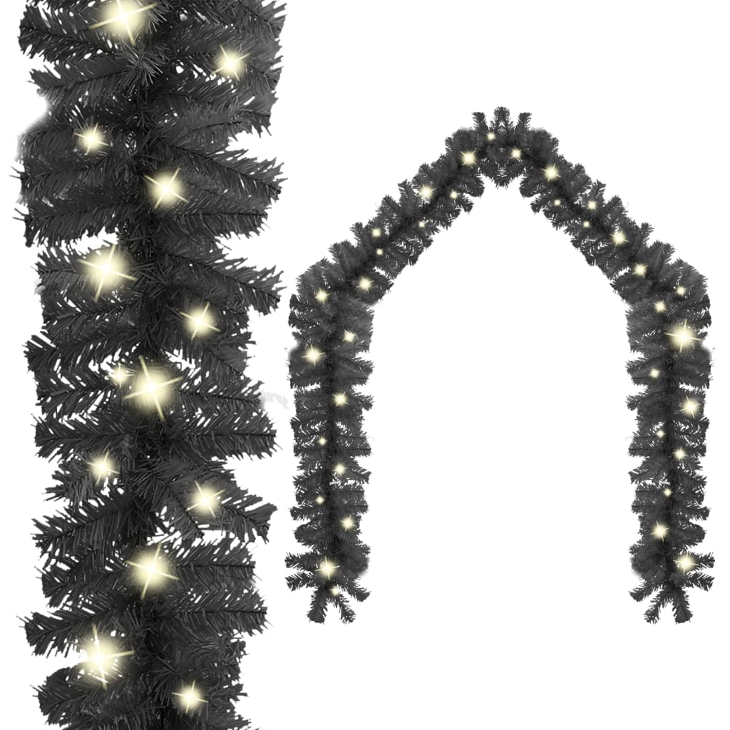 vidaXL Ziemassvētku vītne ar LED lampiņām, 20 m, melna