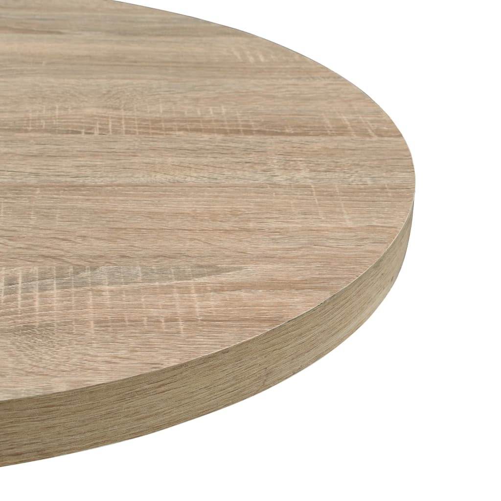 vidaXL bistro galds, 60x75 cm, apaļš, MDF, tērauds, ozolkoka krāsā