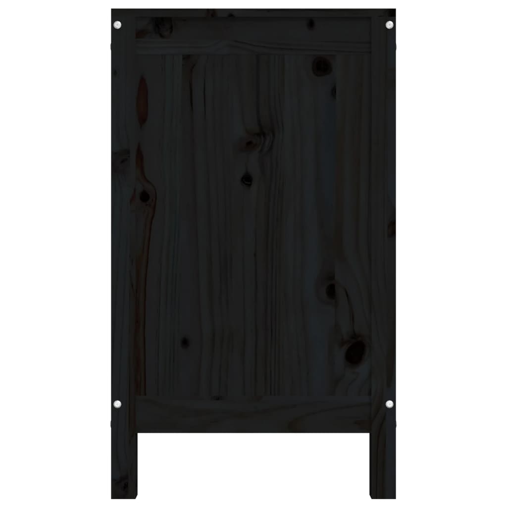 vidaXL veļas kaste, melna, 88,5x44x76 cm, priedes masīvkoks