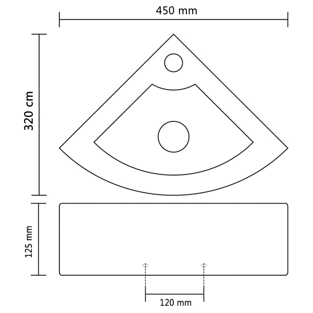 vidaXL izlietne ar noteci, 45x32x12,5 cm, melna