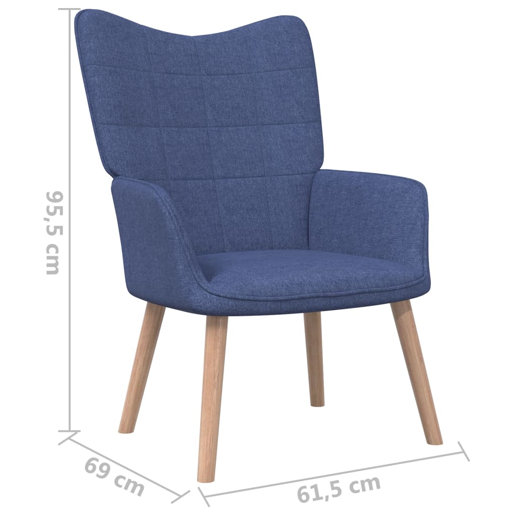 vidaXL atpūtas krēsls ar kāju balstu, zils audums