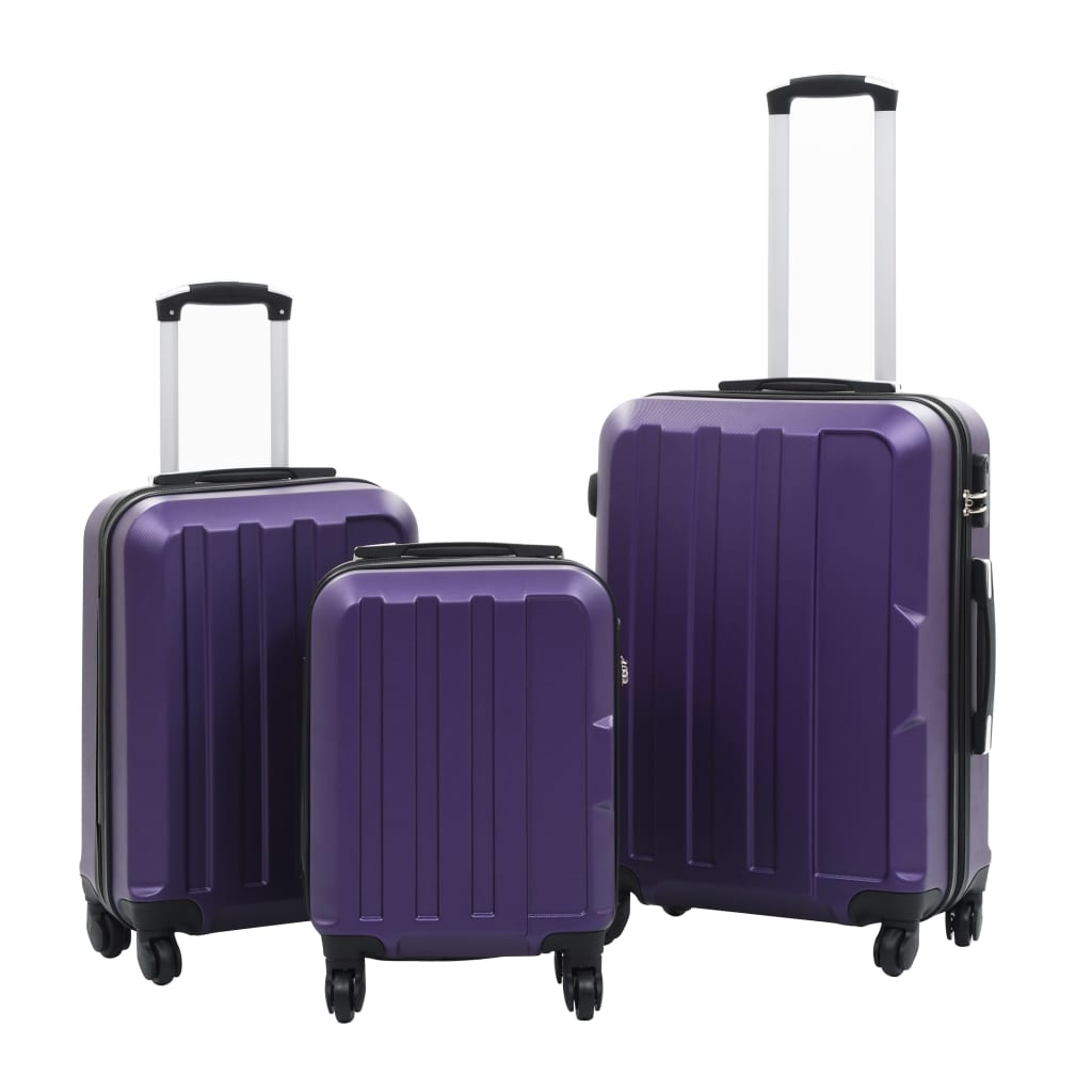 vidaXL cieto koferu komplekts, 3 gab., ABS, violets