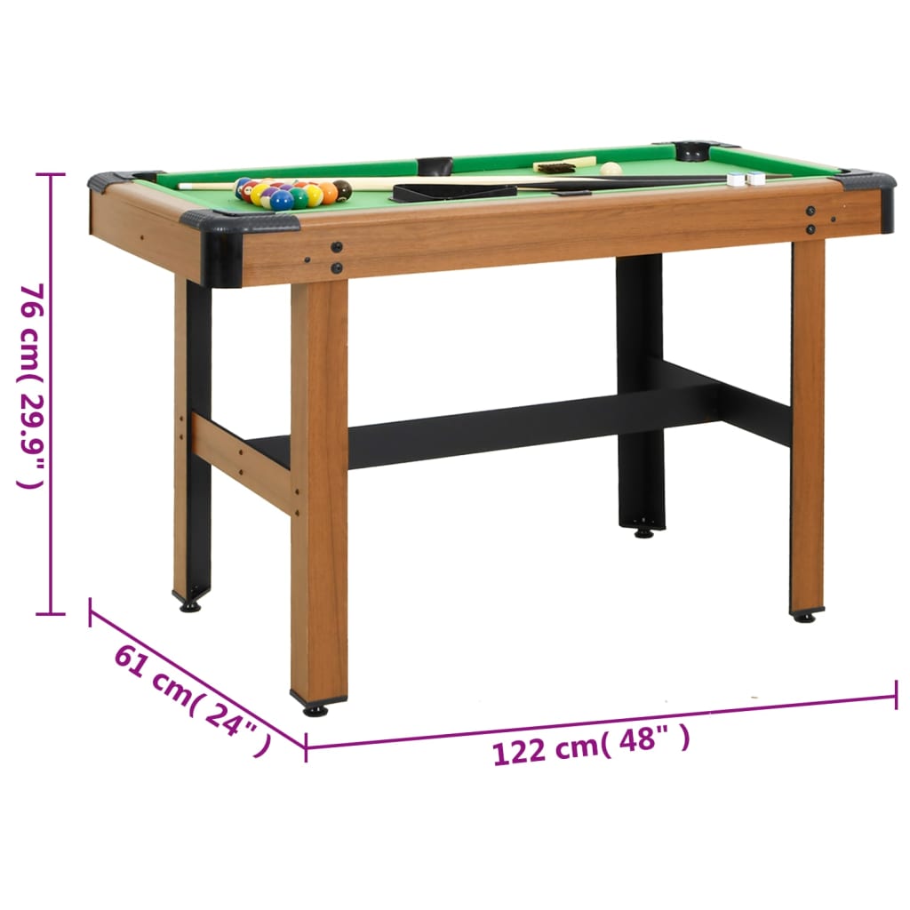 vidaXL biljarda galds, 4 kājas, 122x61x76 cm, brūns