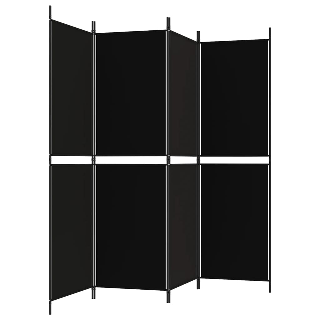 vidaXL 4-paneļu istabas aizslietnis, 200x180 cm, melns audums