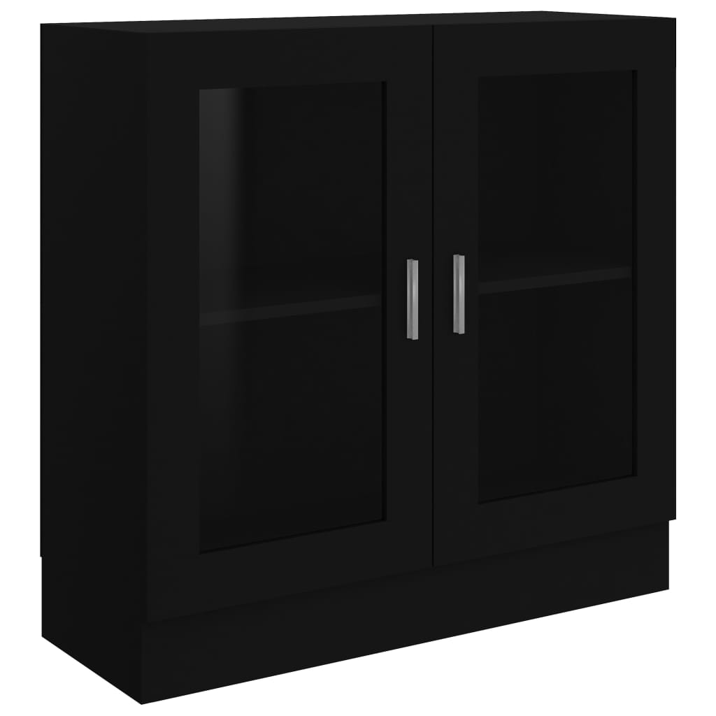 vidaXL vitrīna, melna, 82,5x30,5x80 cm, skaidu plāksne