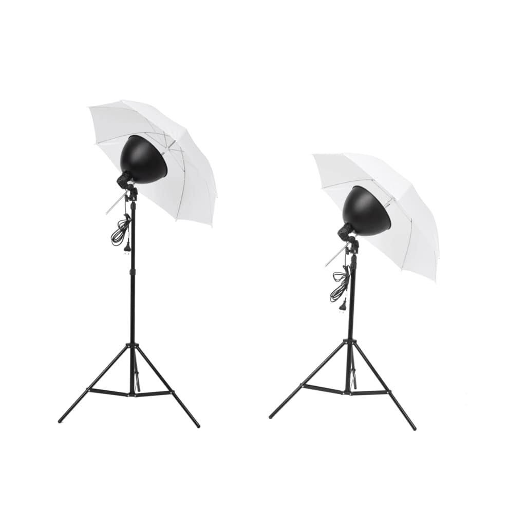 vidaXL fotostudijas gaismu komplekts: lietussargi, abažūri un trijkāji