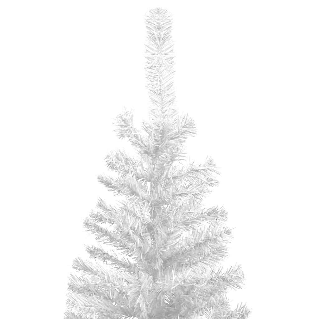 vidaXL izgaismota Ziemassvētku egle ar rotājumiem, balta, L, 240 cm