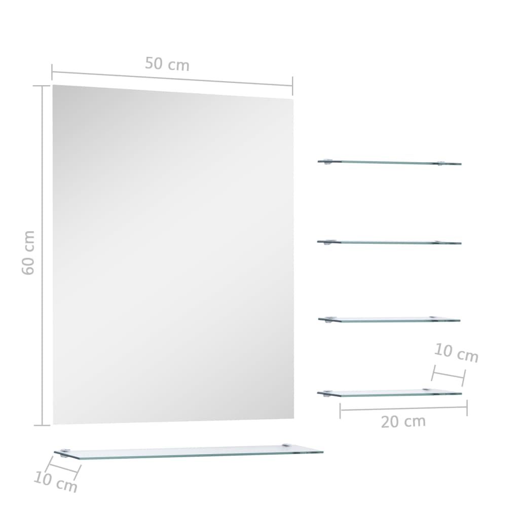 vidaXL sienas spogulis ar 5 plauktiem, sudraba krāsa, 50x60 cm