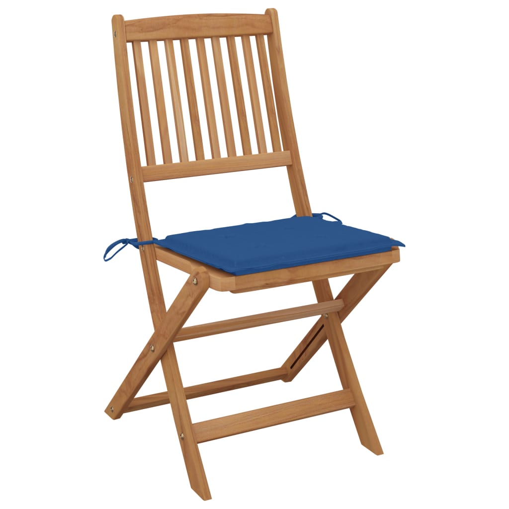 vidaXL saliekami dārza krēsli ar matračiem, 6 gb., akācijas masīvkoks
