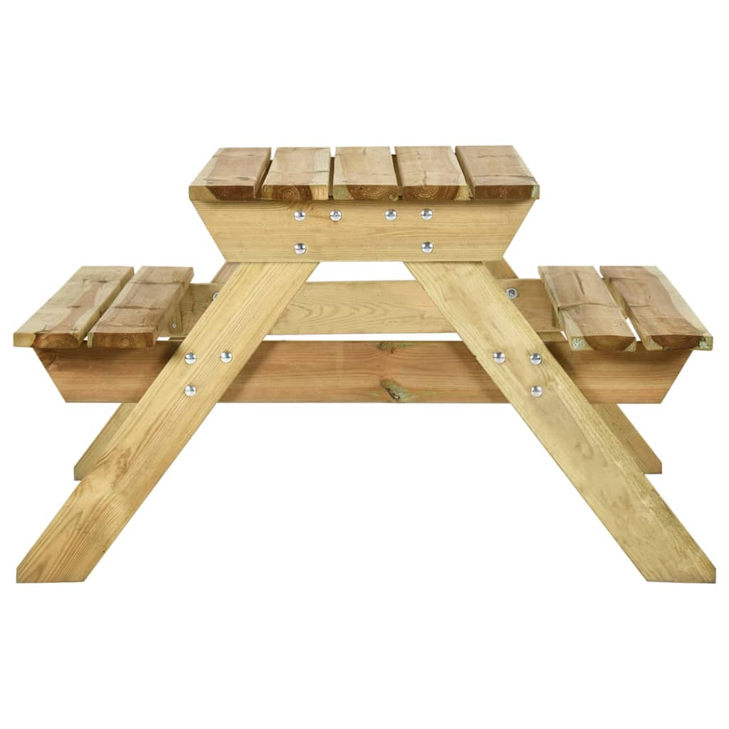 vidaXL piknika galds ar soliem, 110x123x73 cm, impregnēts priedes koks