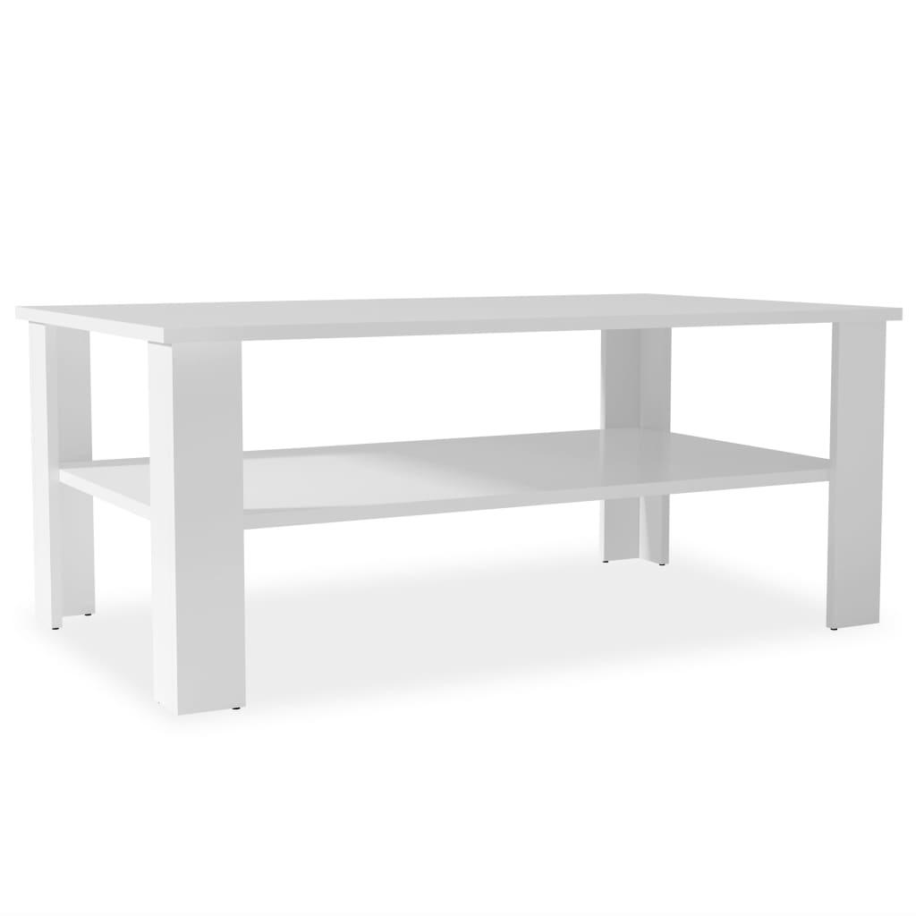 vidaXL kafijas galdiņš, 100x59x42 cm, kokskaidu plātne, balts