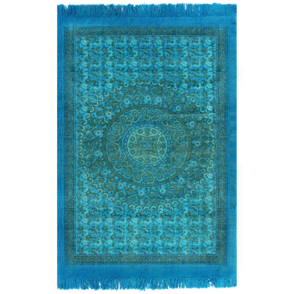 vidaXL paklājs ar rakstu, kokvilna, 120x180 cm, tirkīza krāsā