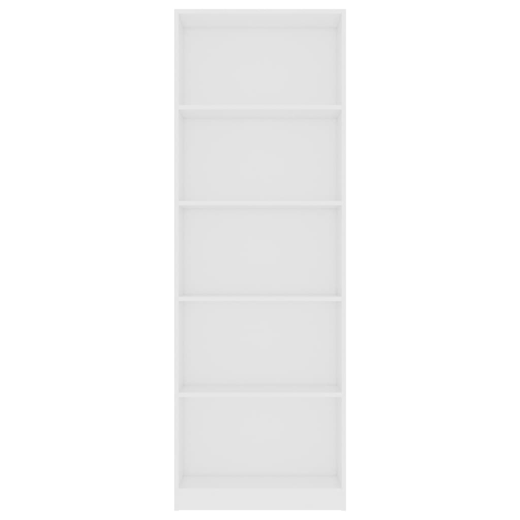 vidaXL 5-līmeņu grāmatu plaukts, balts, 60x24x175 cm, skaidu plāksne