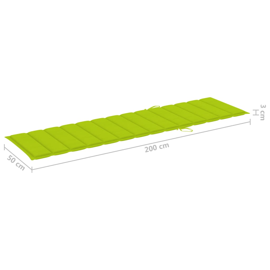 vidaXL sauļošanās zvilnis ar spilgti zaļu matraci, masīvs tīkkoks