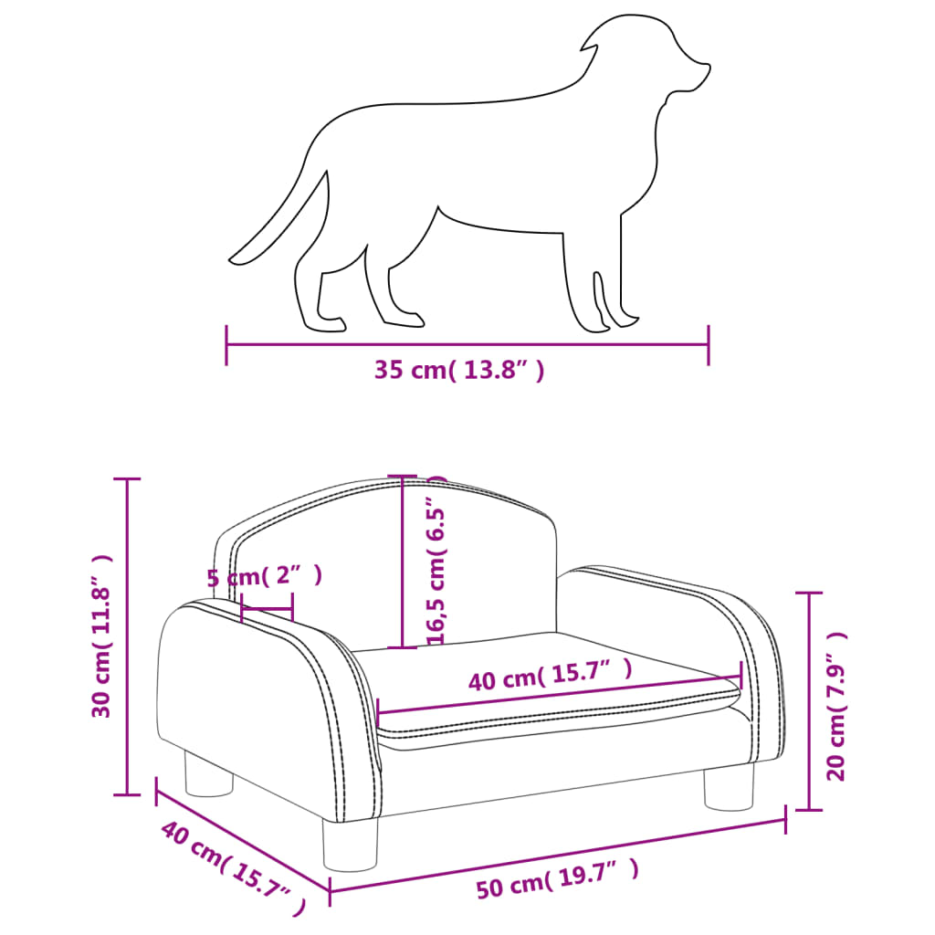 vidaXL gulta suņiem, melna, 50x40x30 cm, mākslīgā āda
