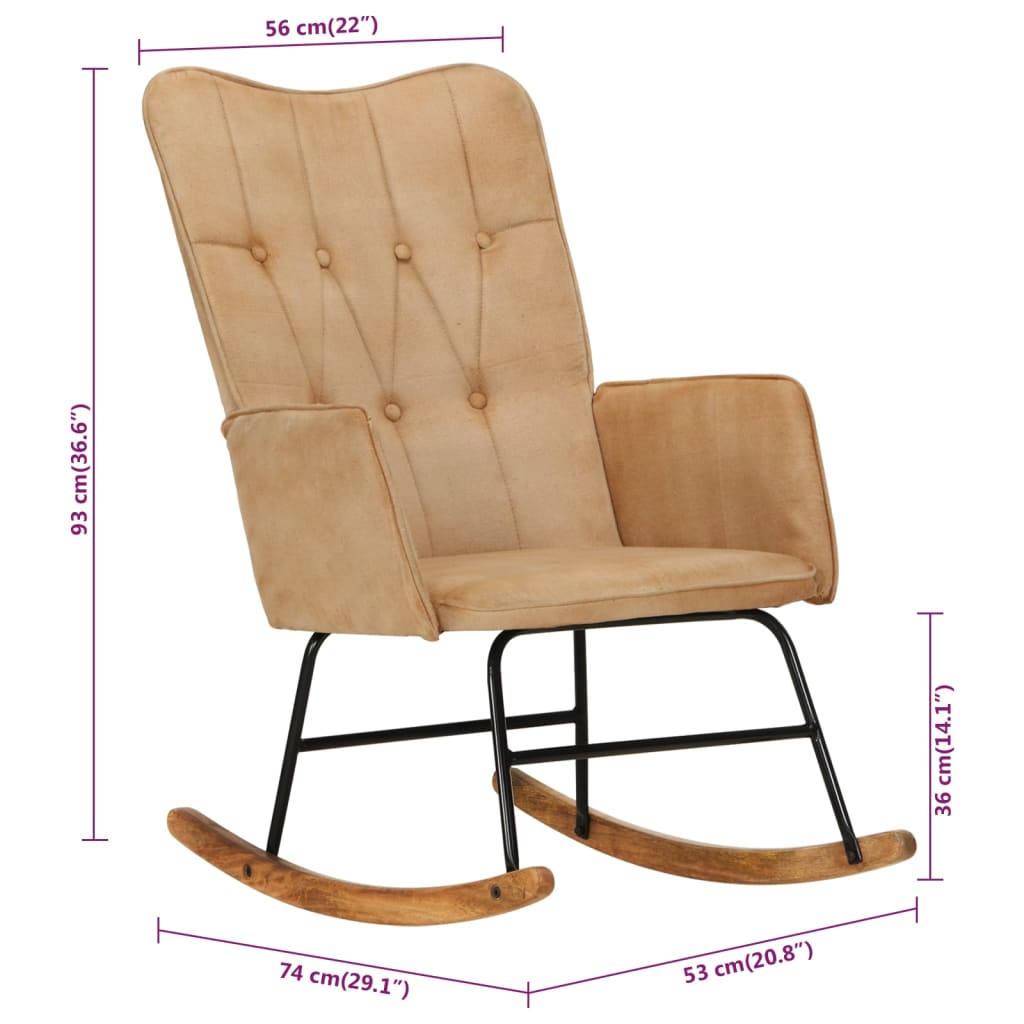 vidaXL šūpuļkrēsls, krēmkrāsas vintāžas audums