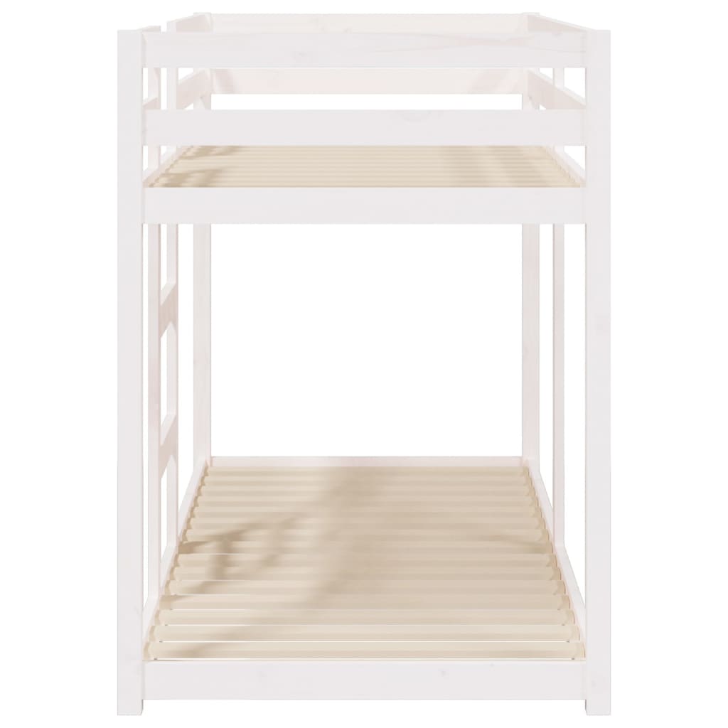 vidaXL divstāvu gulta, balta, 75x190 cm, priedes masīvkoks
