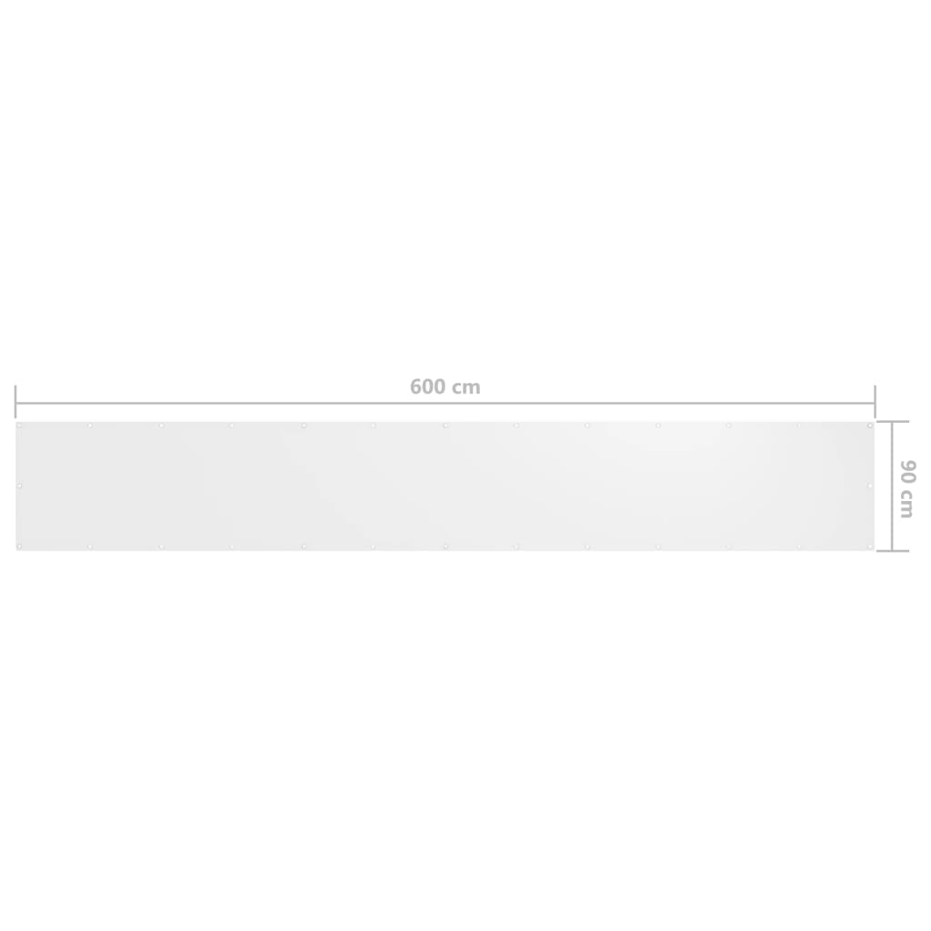 vidaXL balkona aizslietnis, 90x600 cm, balts audums