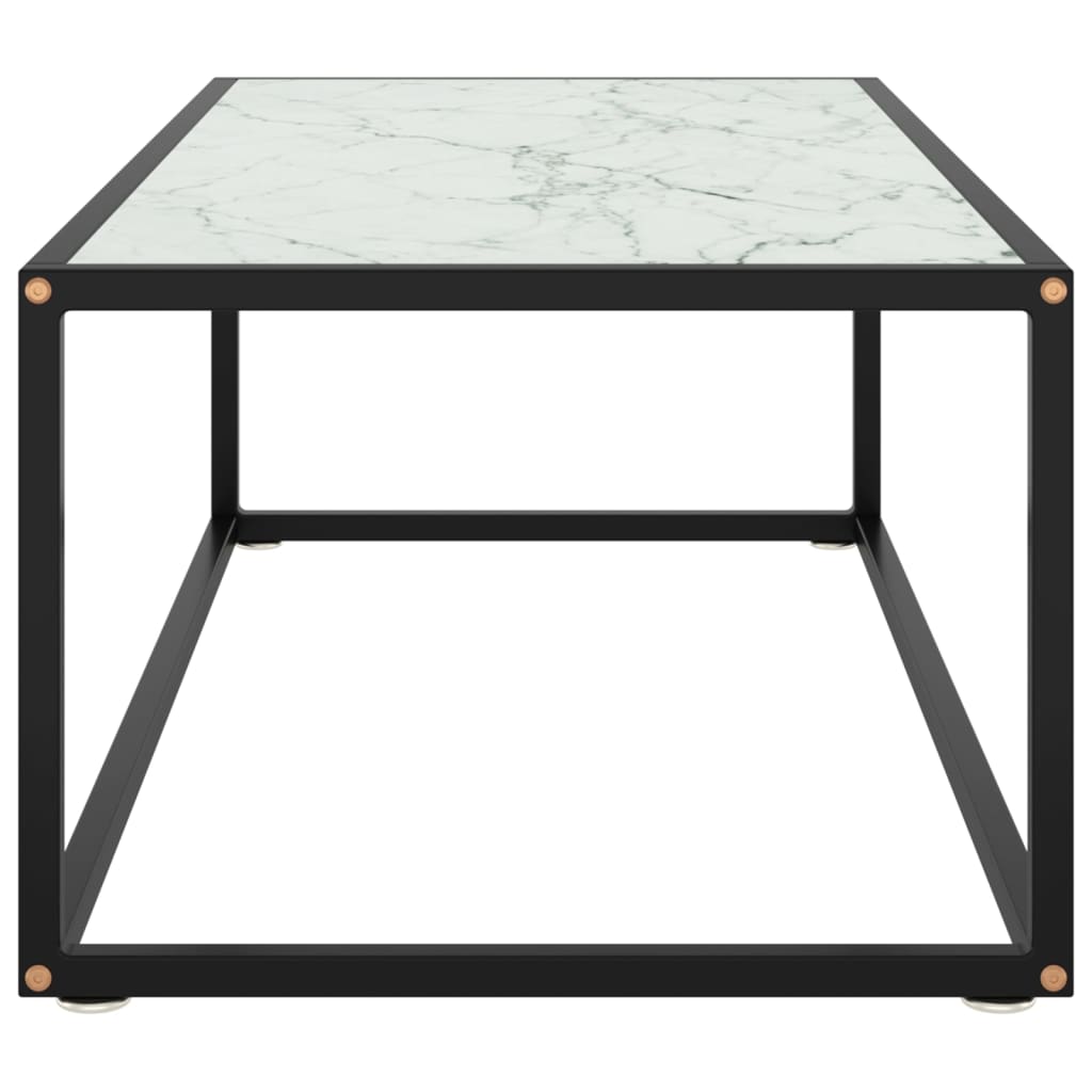 vidaXL kafijas galdiņš, 100x50x35 cm, melnbalta marmora raksta stikls