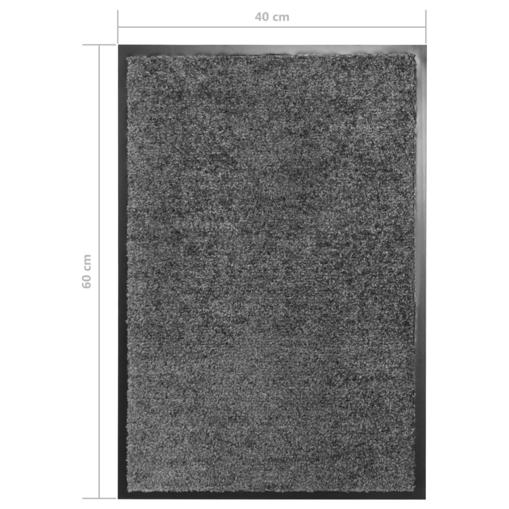 vidaXL durvju paklājs, mazgājams, antracītpelēks, 40x60 cm