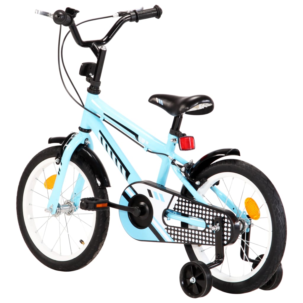 vidaXL bērnu velosipēds, 16 collas, melns ar zilu