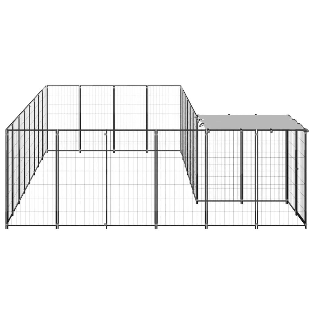 vidaXL suņu voljērs, 10,89 m², tērauds, melns