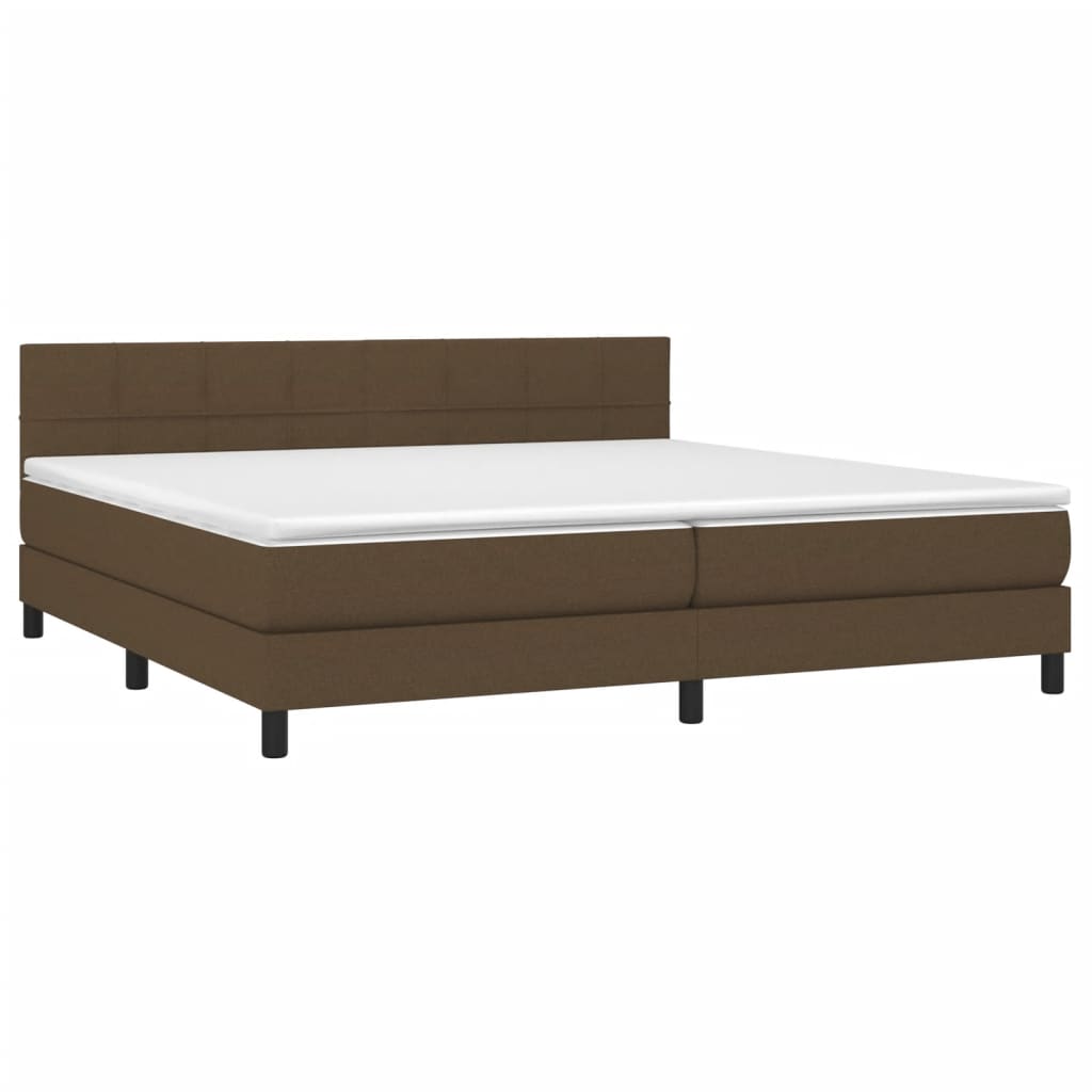 vidaXL atsperu gulta ar matraci, LED, tumši brūna, 200x200 cm, audums