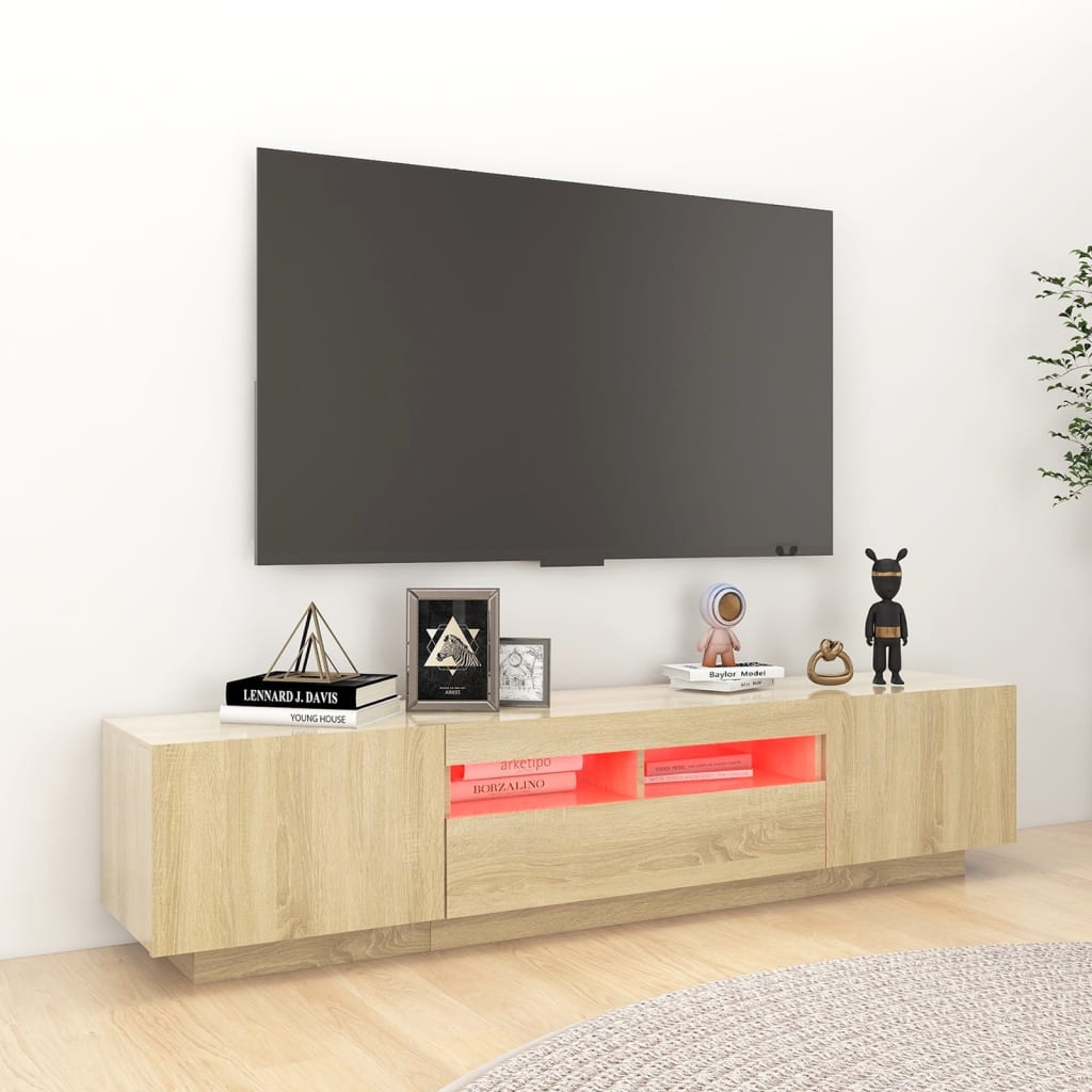 vidaXL TV skapītis ar LED lampiņām, 180x35x40 cm, ozolkoka krāsa