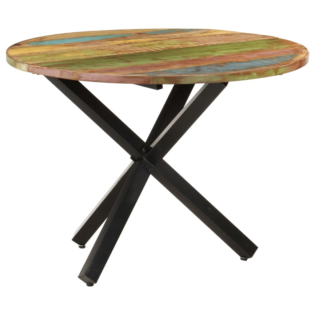 vidaXL virtuves galds, apaļš, 100x100x75 cm, pārstrādāts masīvkoks