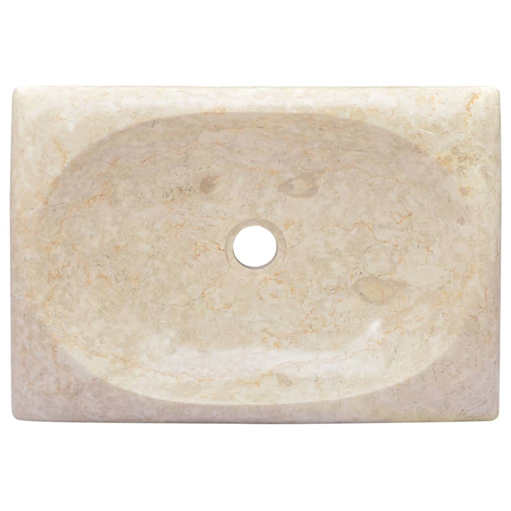 vidaXL izlietne, 50x35x10 cm, krēmkrāsas marmors