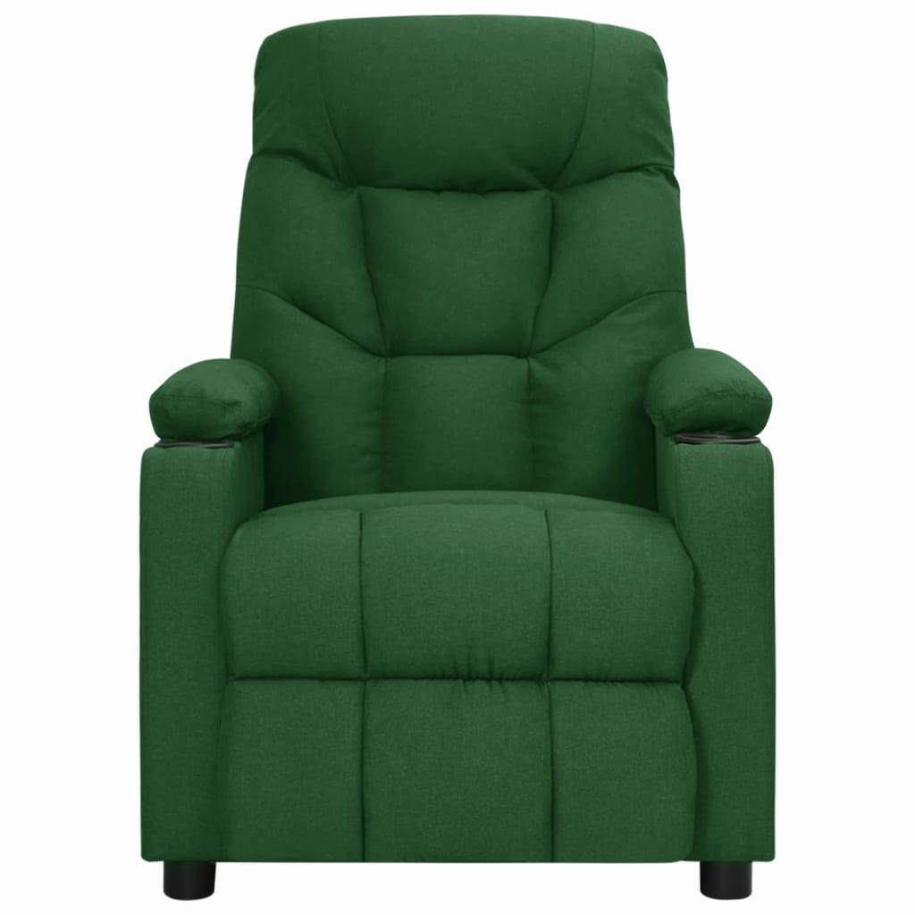 vidaXL masāžas krēsls, paceļams, tumši zaļš audums