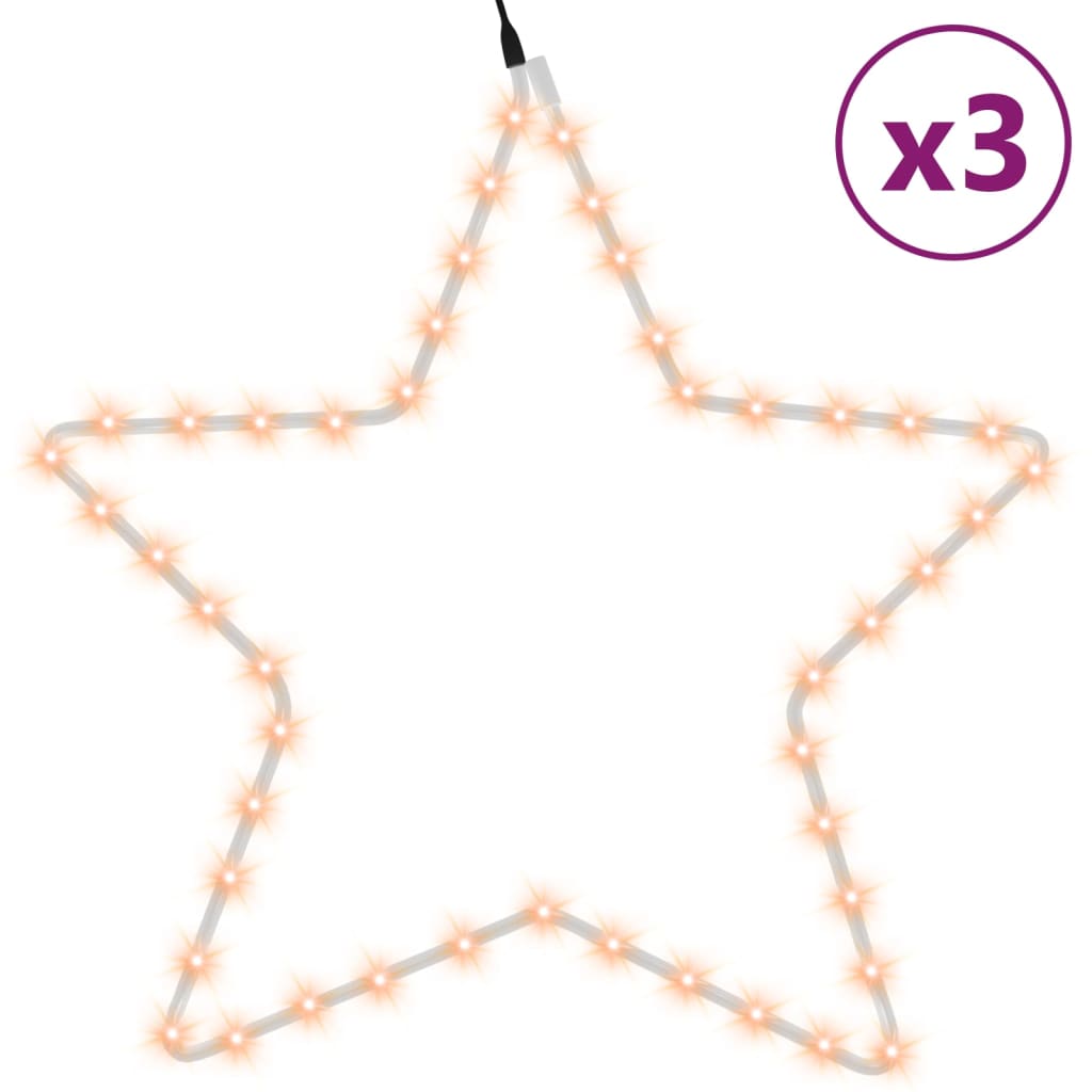 vidaXL Ziemassvētku zvaigznes figūras, 3 gab., 48 baltas LED, 56 cm
