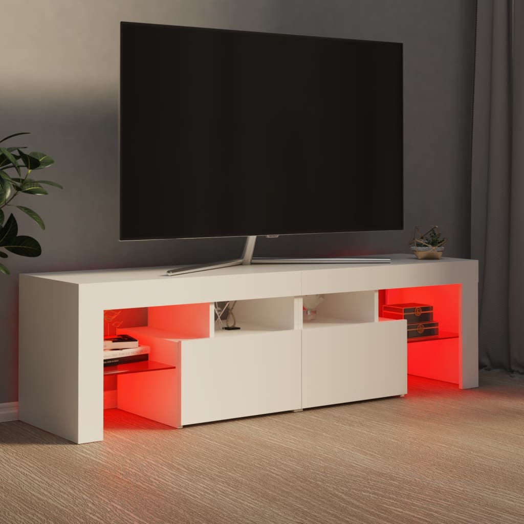 vidaXL TV galdiņš ar LED lampiņām, 140x36,5x40 cm, balts