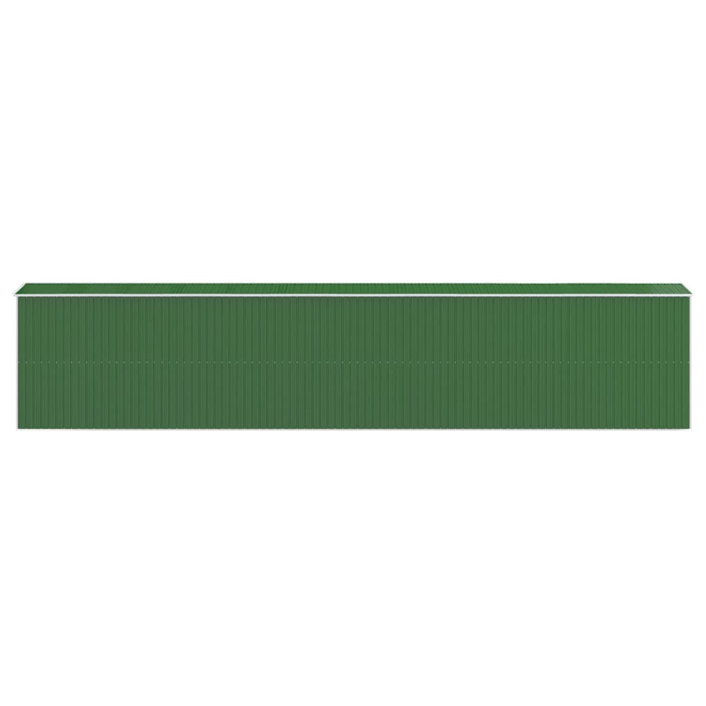 vidaXL dārza šķūnis, zaļš, 192x938x223 cm, cinkots tērauds