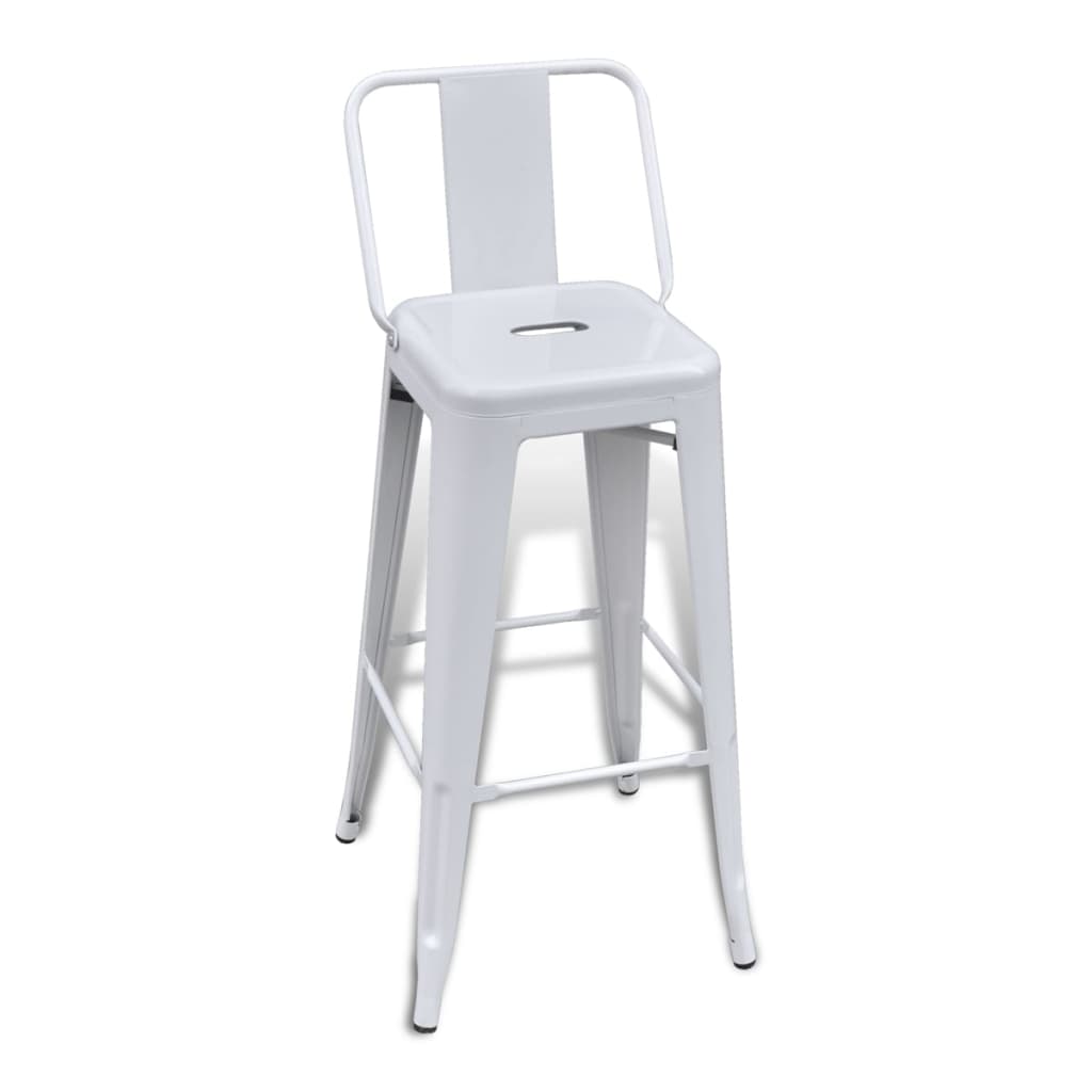 vidaXL bāra krēsli, 4 gab., balts tērauds