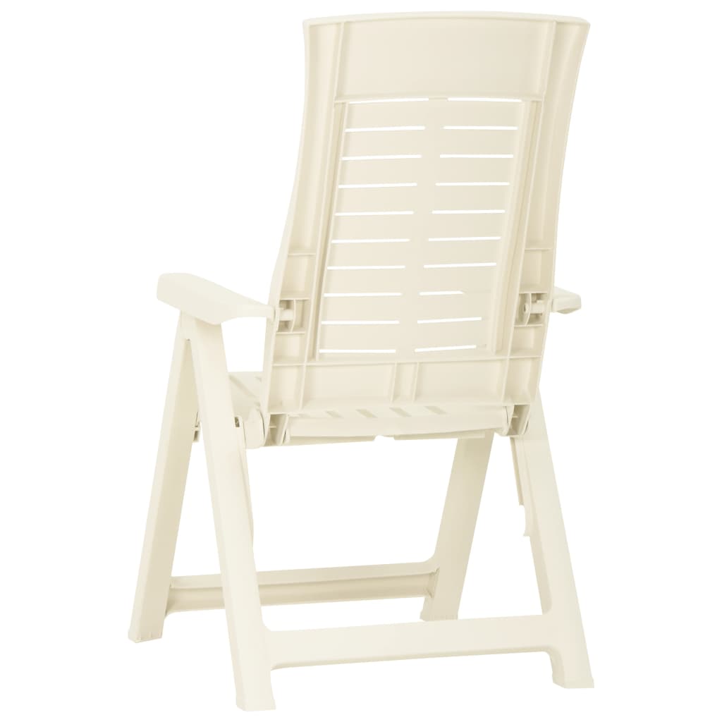 vidaXL atgāžami dārza krēsli, 2 gab., balta plastmasa